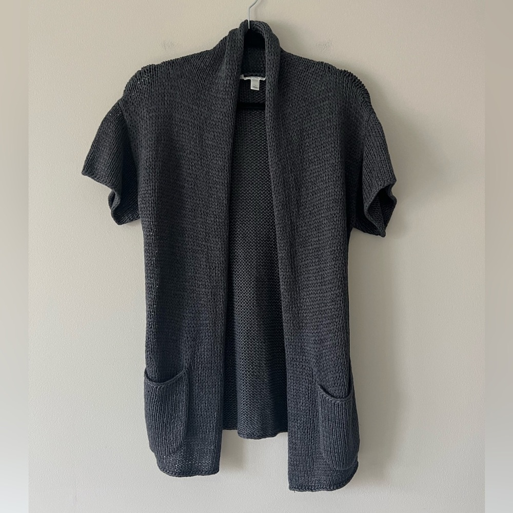 MaxMara Charcoal Open Front Knit Cardigan Sweater Vest – Size Small